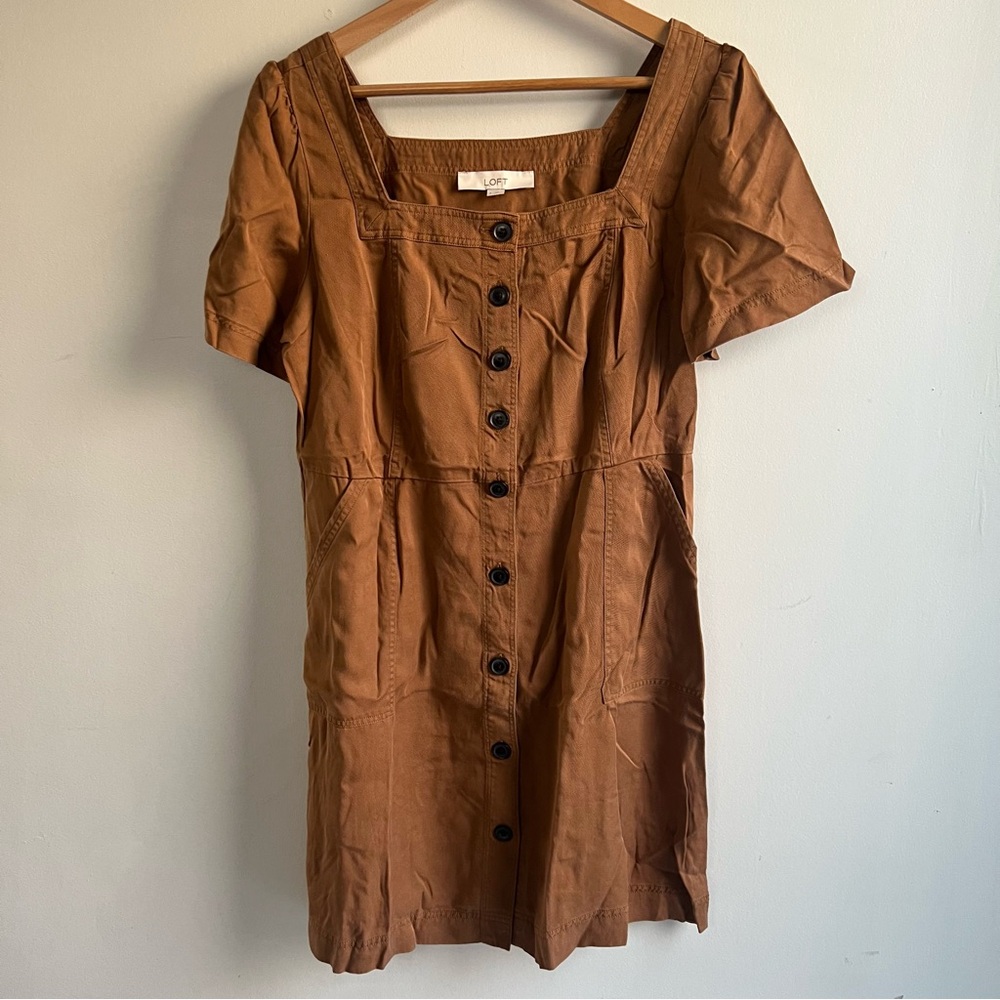 LOFT Brown Button-Down Dress